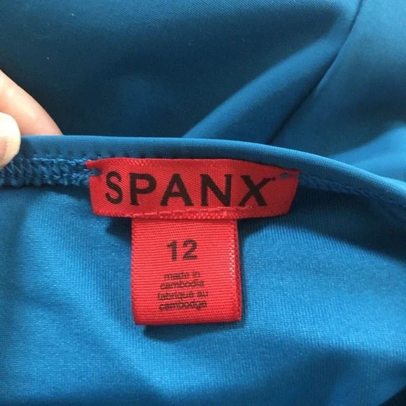 Spanx Halter Swimsuit One Piece Bayside Blue Shaping Slimming Belted Beauty - Picture 10 of 16